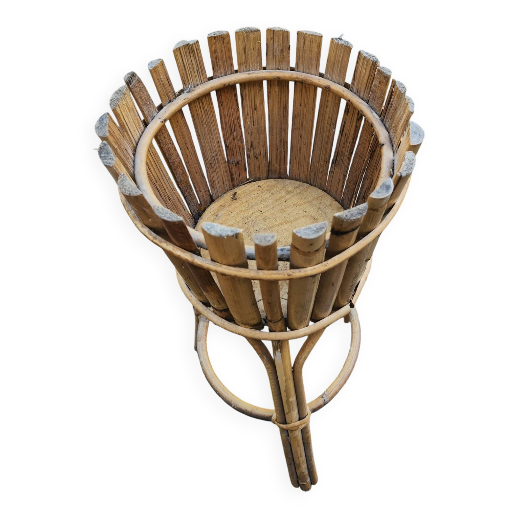 Bamboo and rattan plant stand