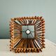 Lampe cube en bois et osier vintage