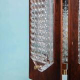 Vintage wooden and glass suspension Flygsfors Facette, glass lamp.