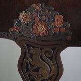 Hand-carved oak and velvet armchair, Danish furniture maker, Art Nouveau, 1939