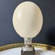 Oeuf d'Autruche, Socle en Métal Argenté & Marbre Noir (Début XXème) H: 21cm