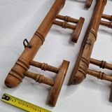 Pair of turned wooden coat racks in imitation of bamboo, 50 cm