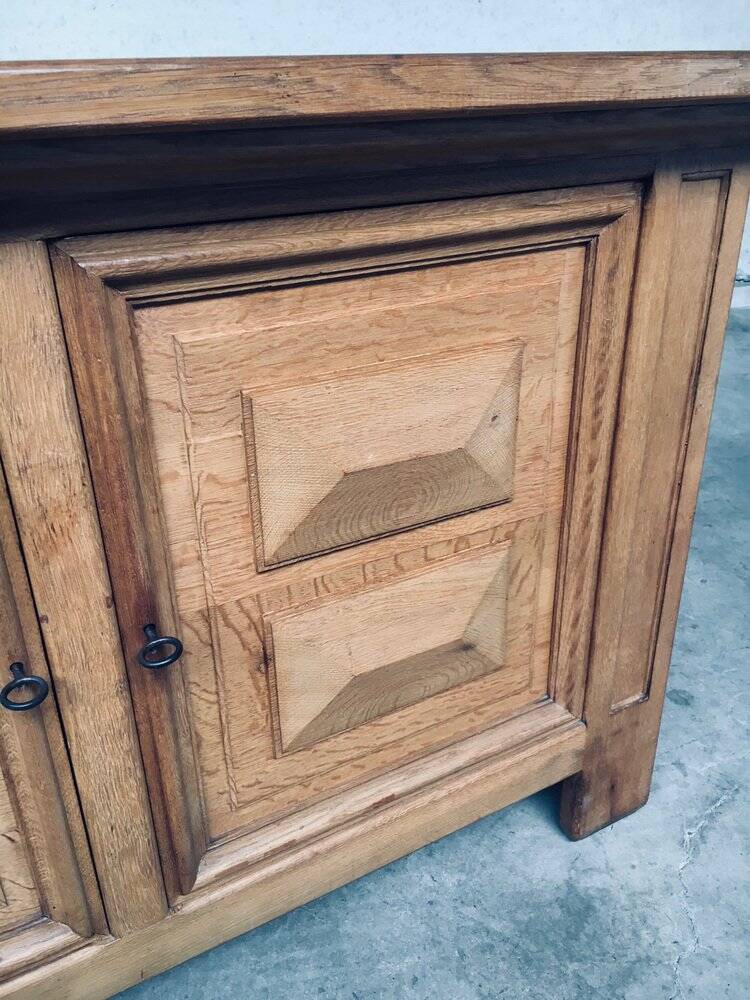 Brutalist Handcrafted Oak 2 Door Cabinet, Belgium, 1950s