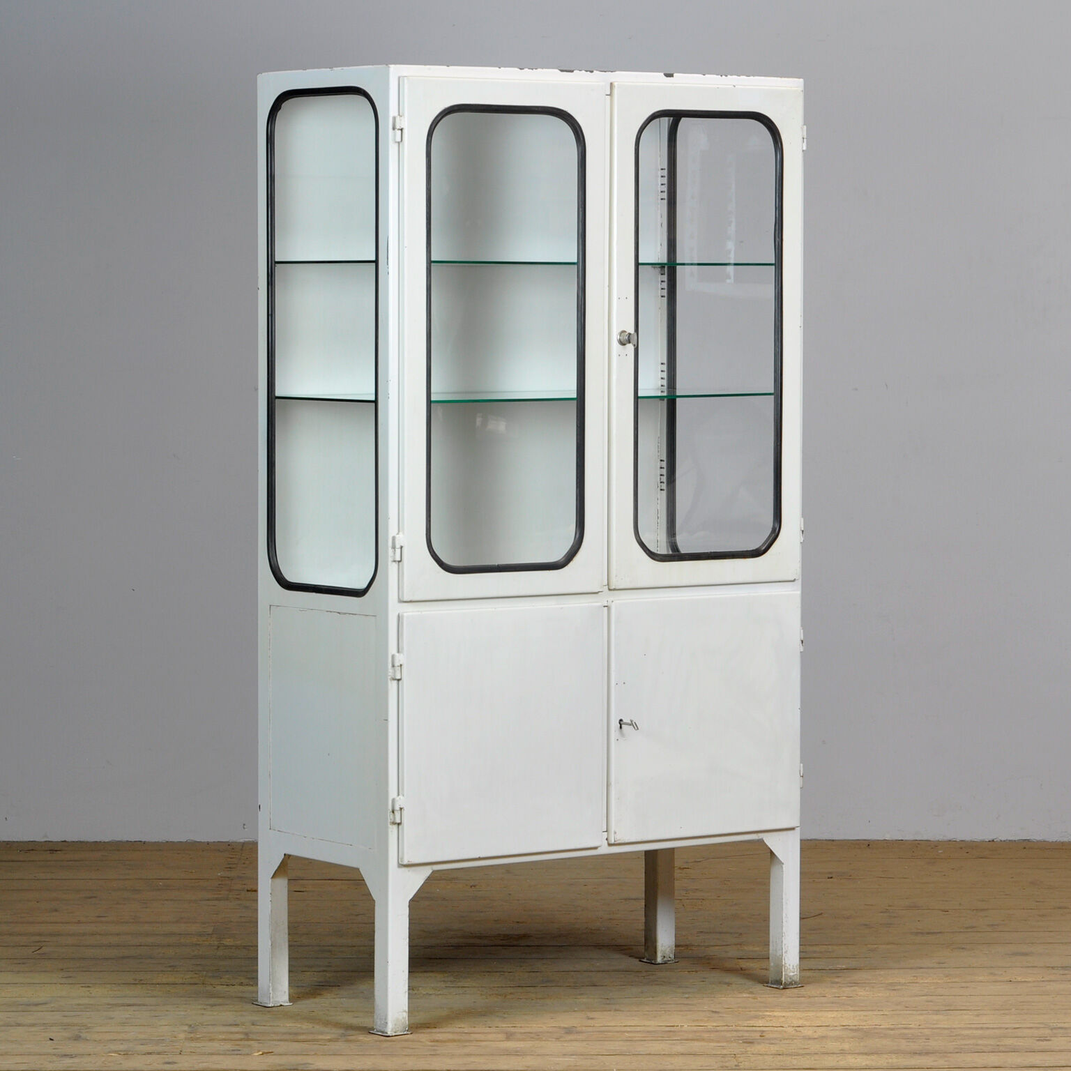 Glass & Iron Medical Cabinet, 1970s