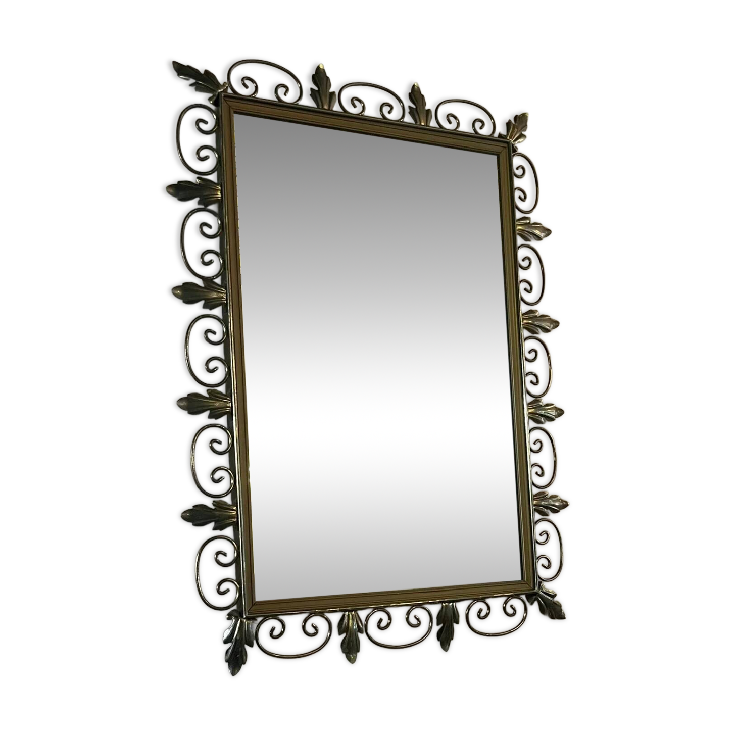 Vintage brass Deknudt mirror with shelf, 1970s
