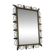 Miroir en laiton vintage Deknudt avec étagère, années 1970