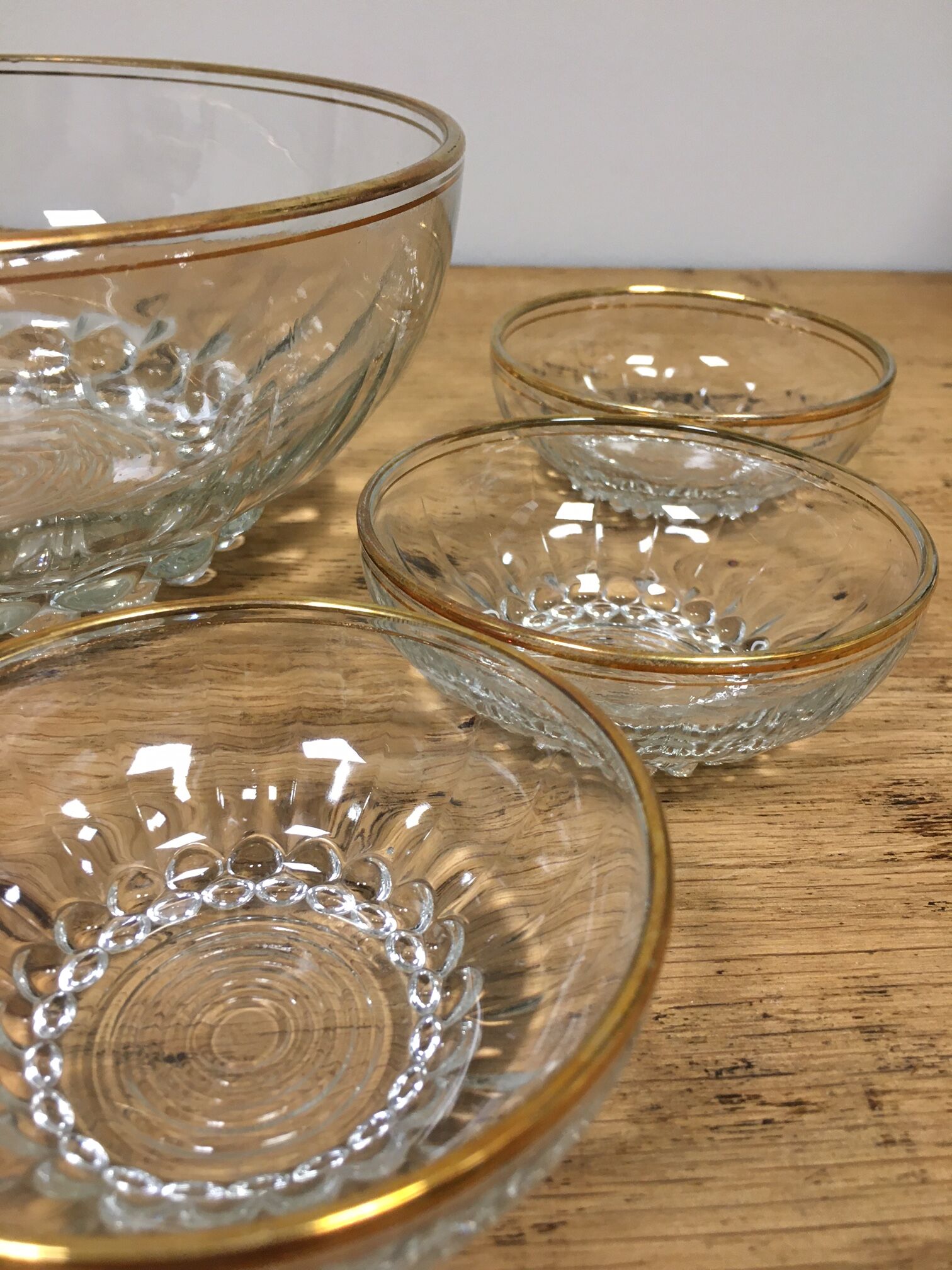 Gold-edged glass fruit salad service