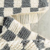 Grey Blue Check, Berber Rug, 162 x 215