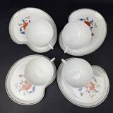 Set of 4 Paris porcelain breakfast cups, Pavot model