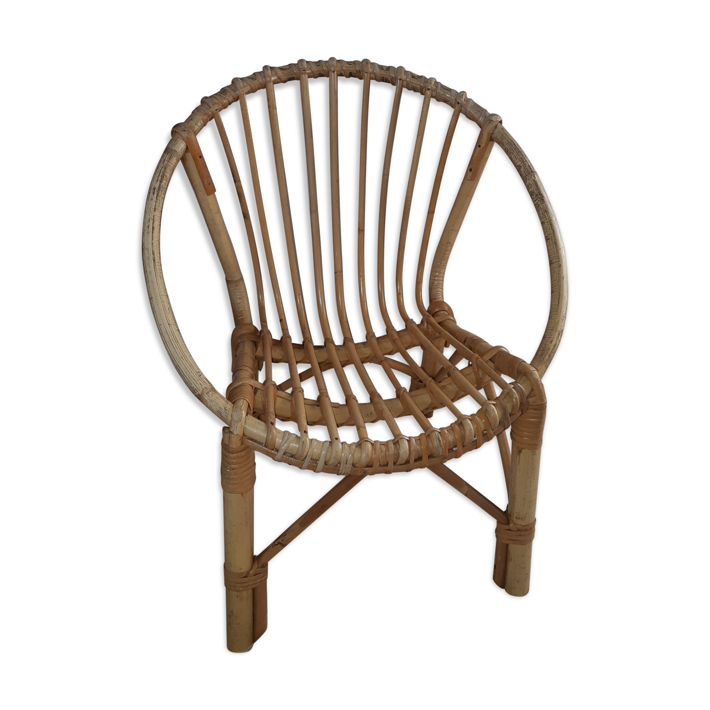 Children's rattan shell armchair