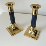 Vintage gilt brass candlesticks, 1970s, set of 2