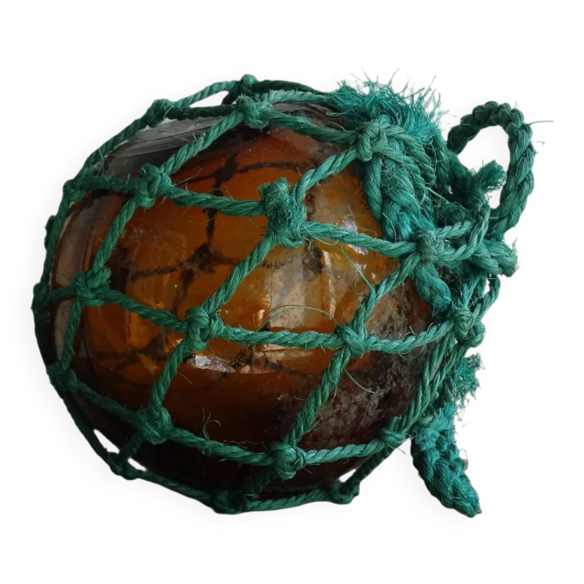 Bouée vintage française en verre ambré