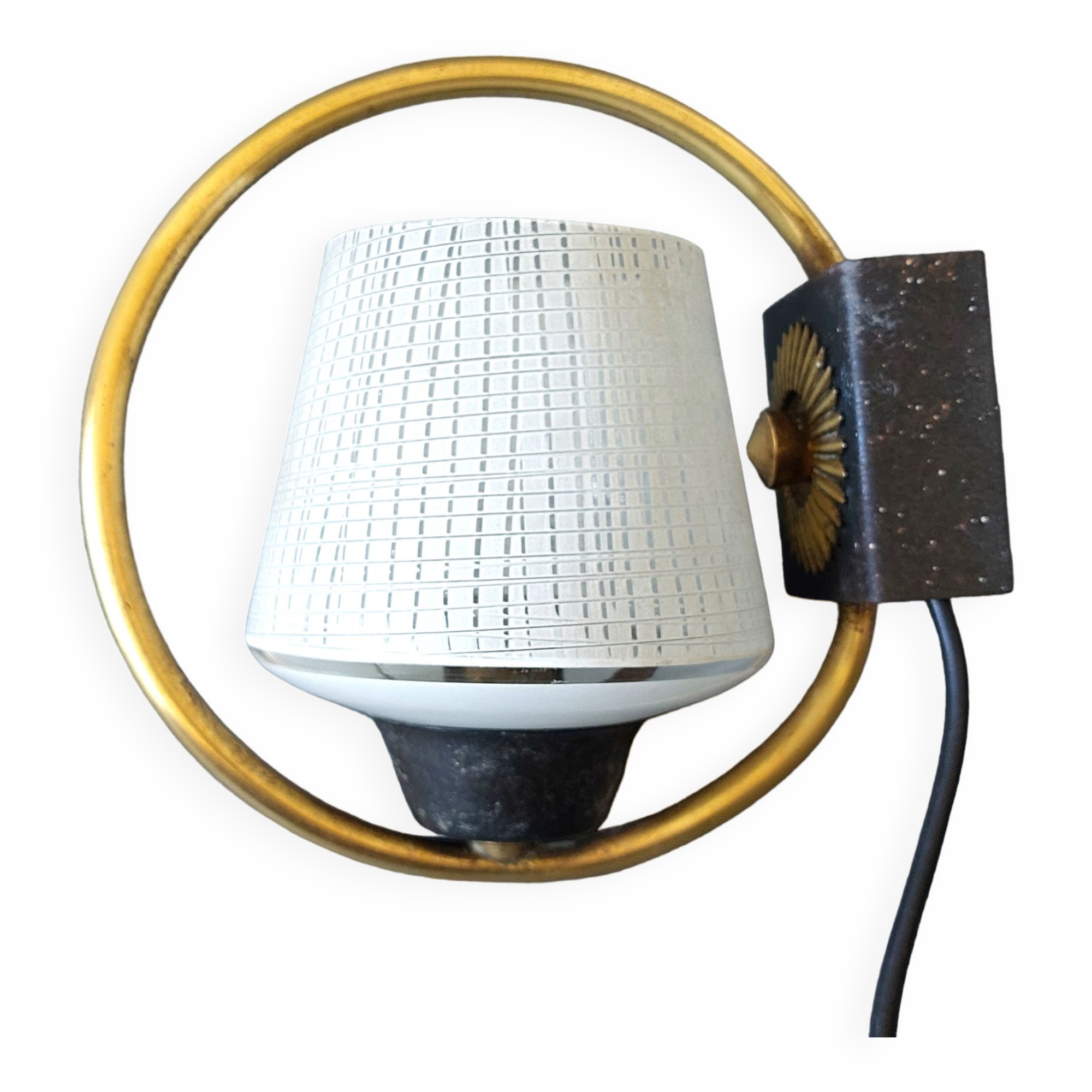 Night light 1960 in brass and black metal Vintage.