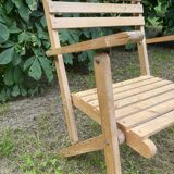 Folding wooden slatted garden chair