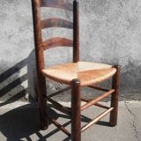 Pair of mulched brutalist chairs and wood
