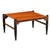 Table basse vintage années 1960 en bois massif plaqué acajou
