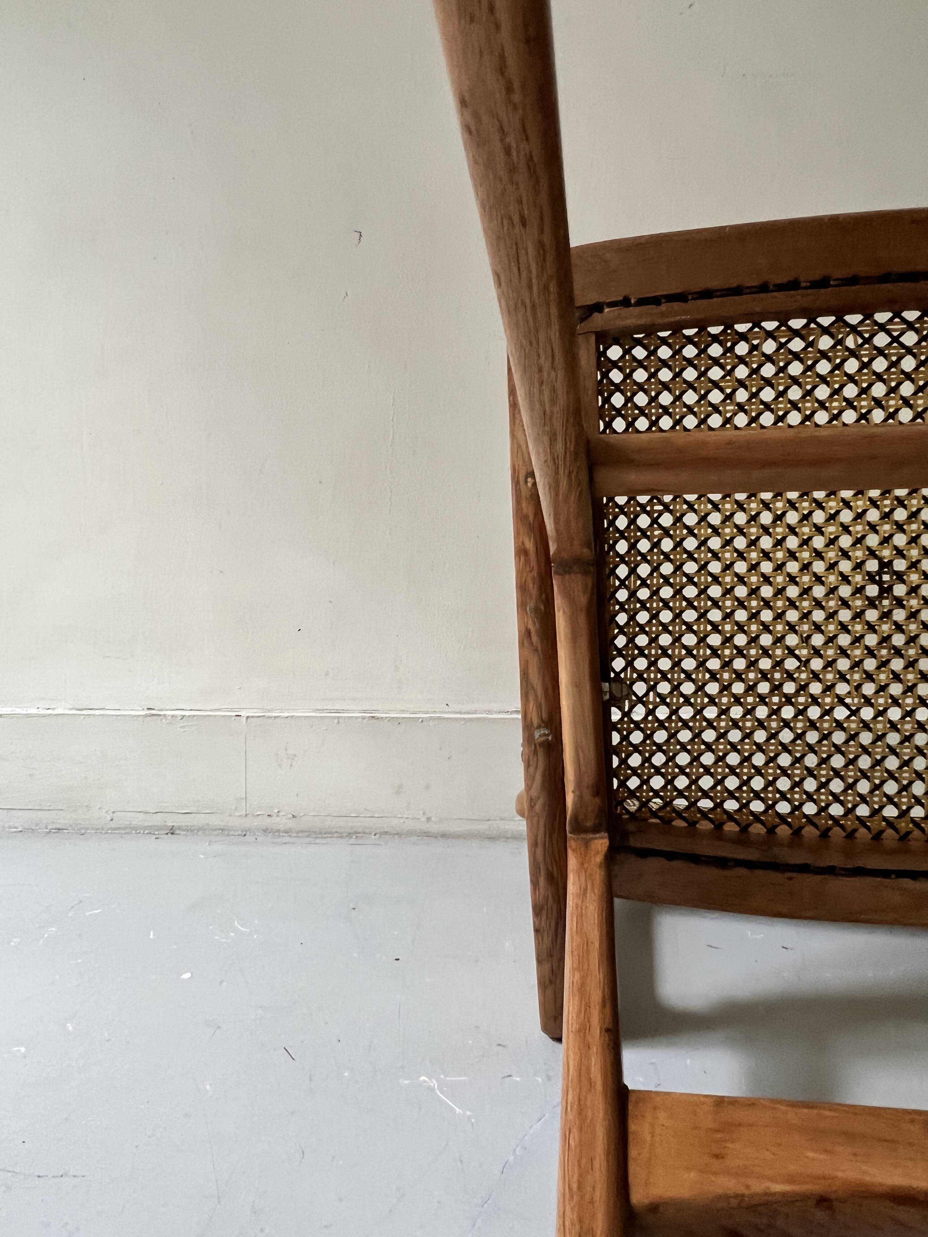 Teak wood and cane chair design, SNA Roset / Landault 1950-60