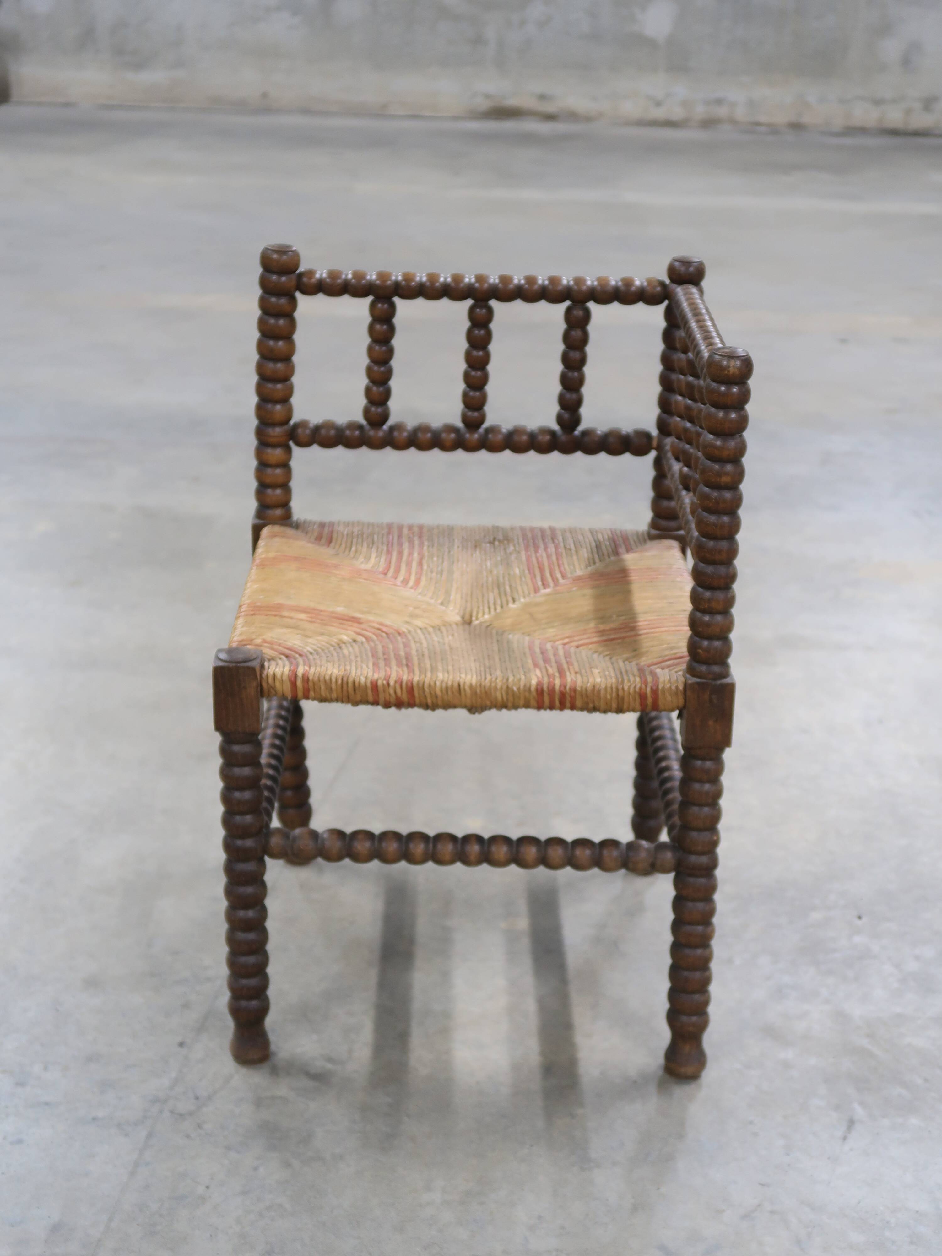 Vintage wooden coil corner chair