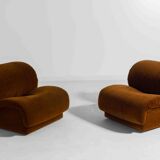 Modular sofa in rust brown velvet by Doimo, 1970s