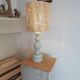 Lampe de table en bois vintage année 1980 revisitée