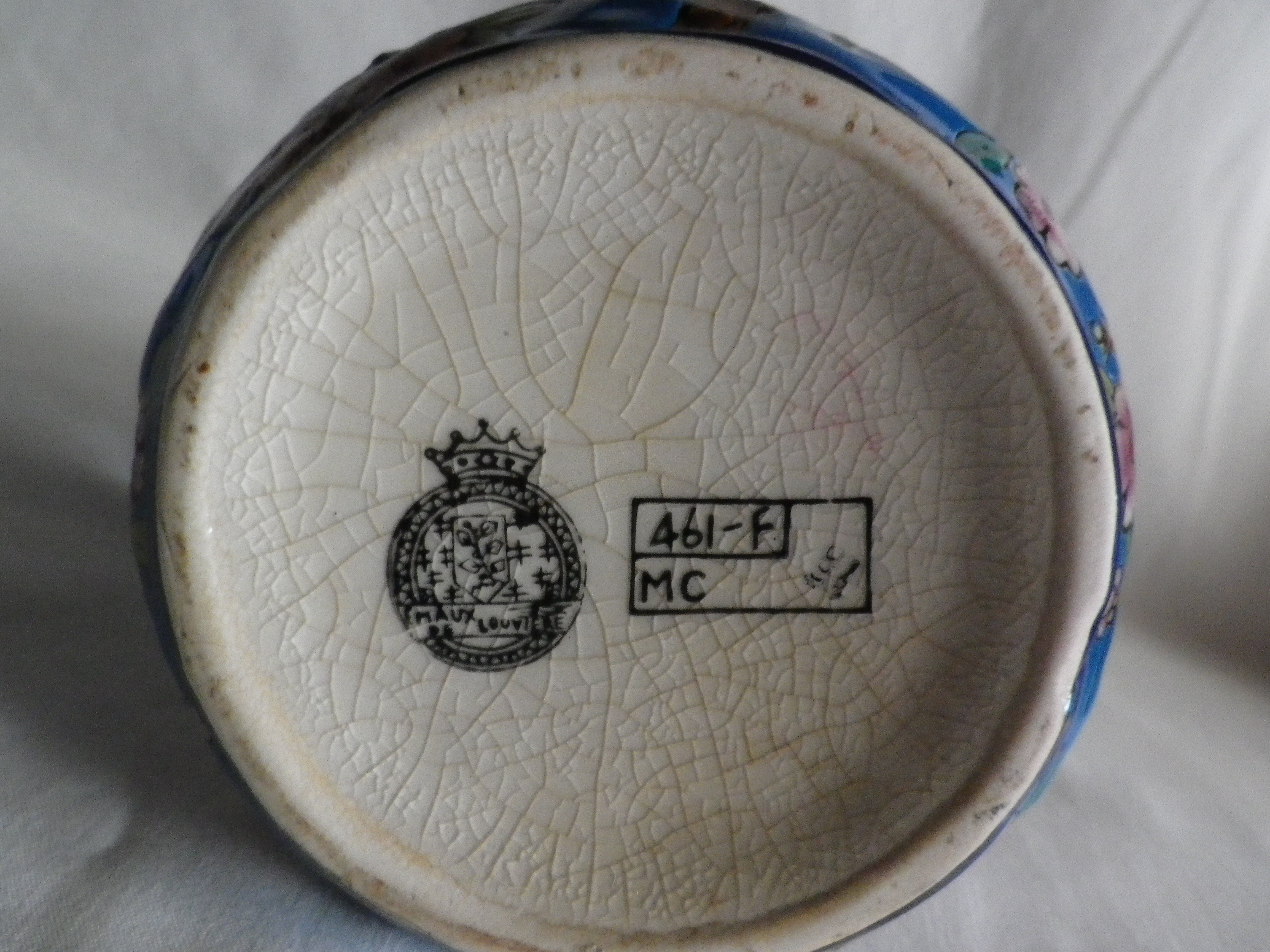 Enamel vase of la louvière