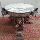 Jean-Maurice Rothschild (1902-1998) Table basse bois sculpté fer forgé et marbre