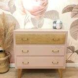 1960s chest of drawers, compass feet, rose liberté
