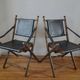 Pair of safari folding chairs in leather 1970-80