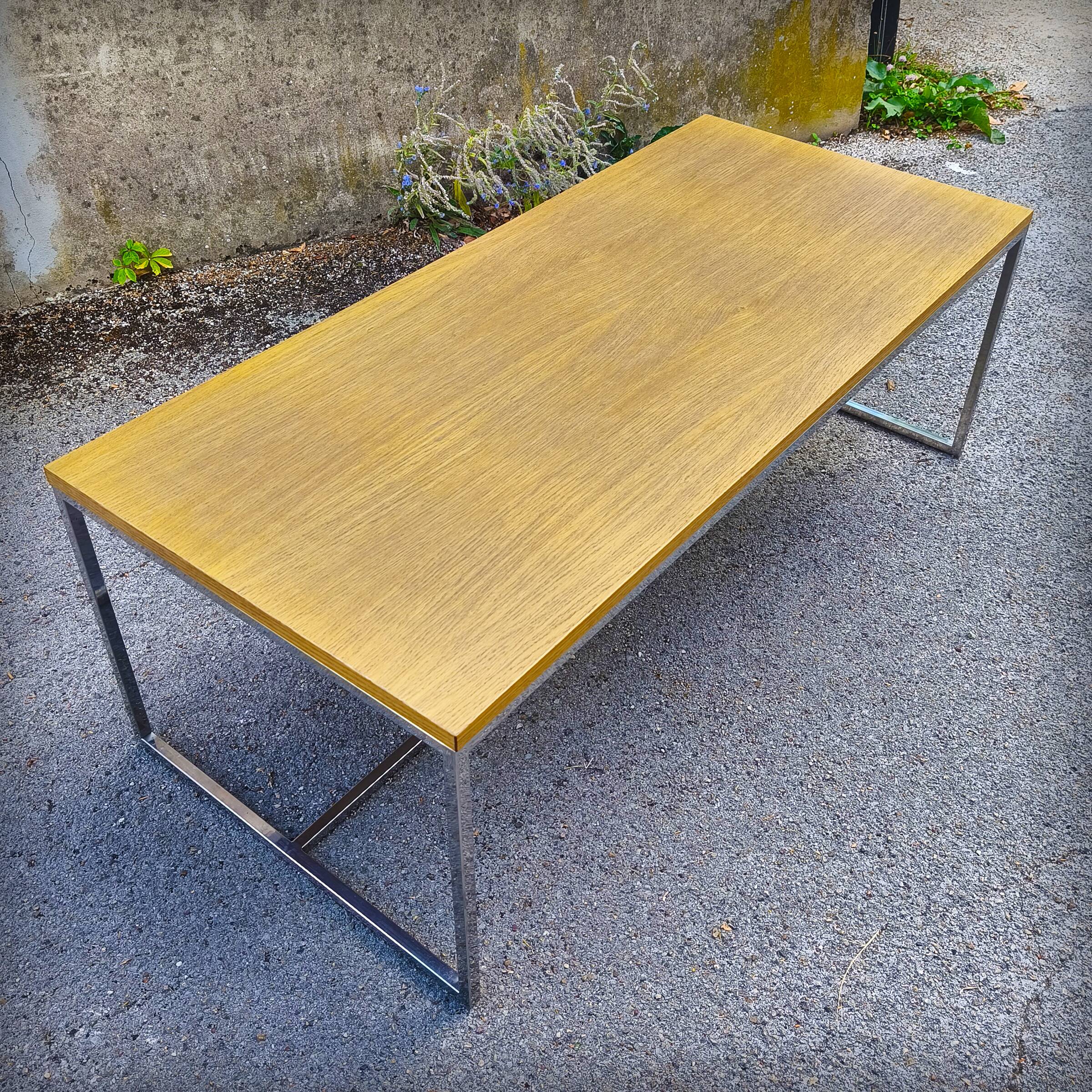XXL coffee table in oak and chrome steel