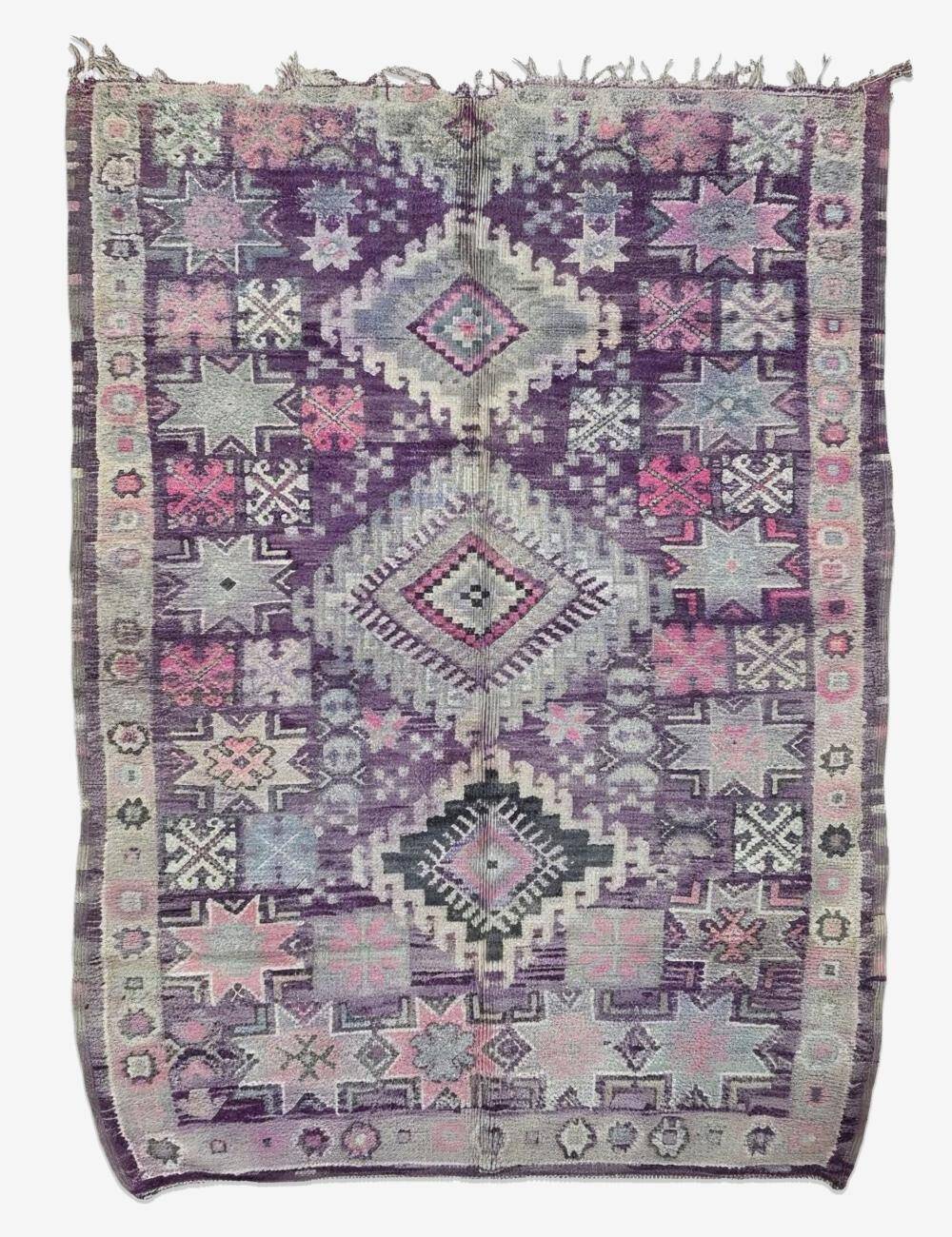 Vintage Lavender Carpet from Morocco - 257 x 180 cm
