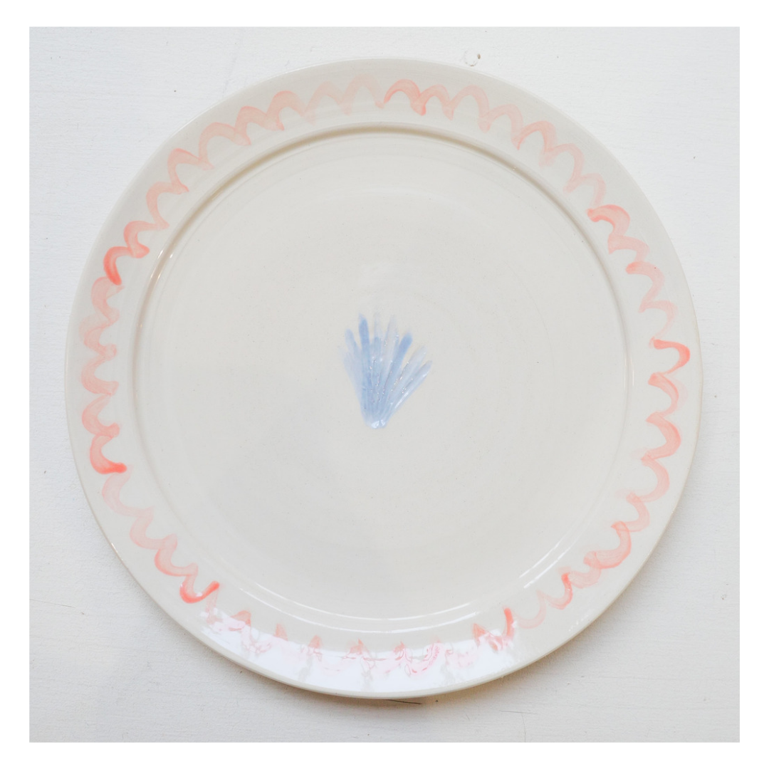 Assiette coquillage artisanale rouge