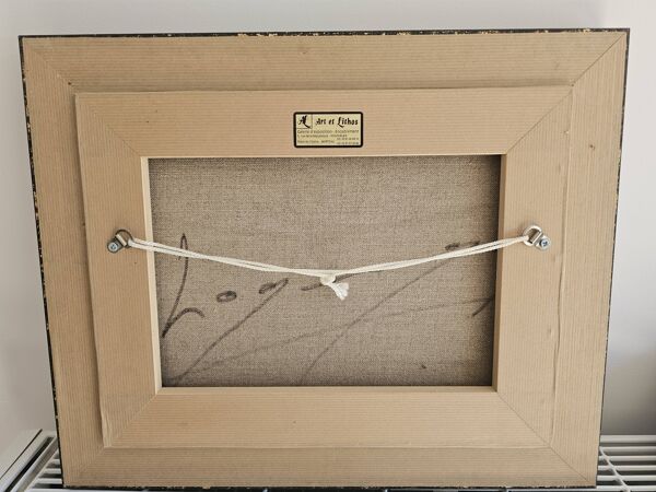 Tableau, huile sur toile ''Personnages en terrasse, parc'' Ssigné Omar Logang