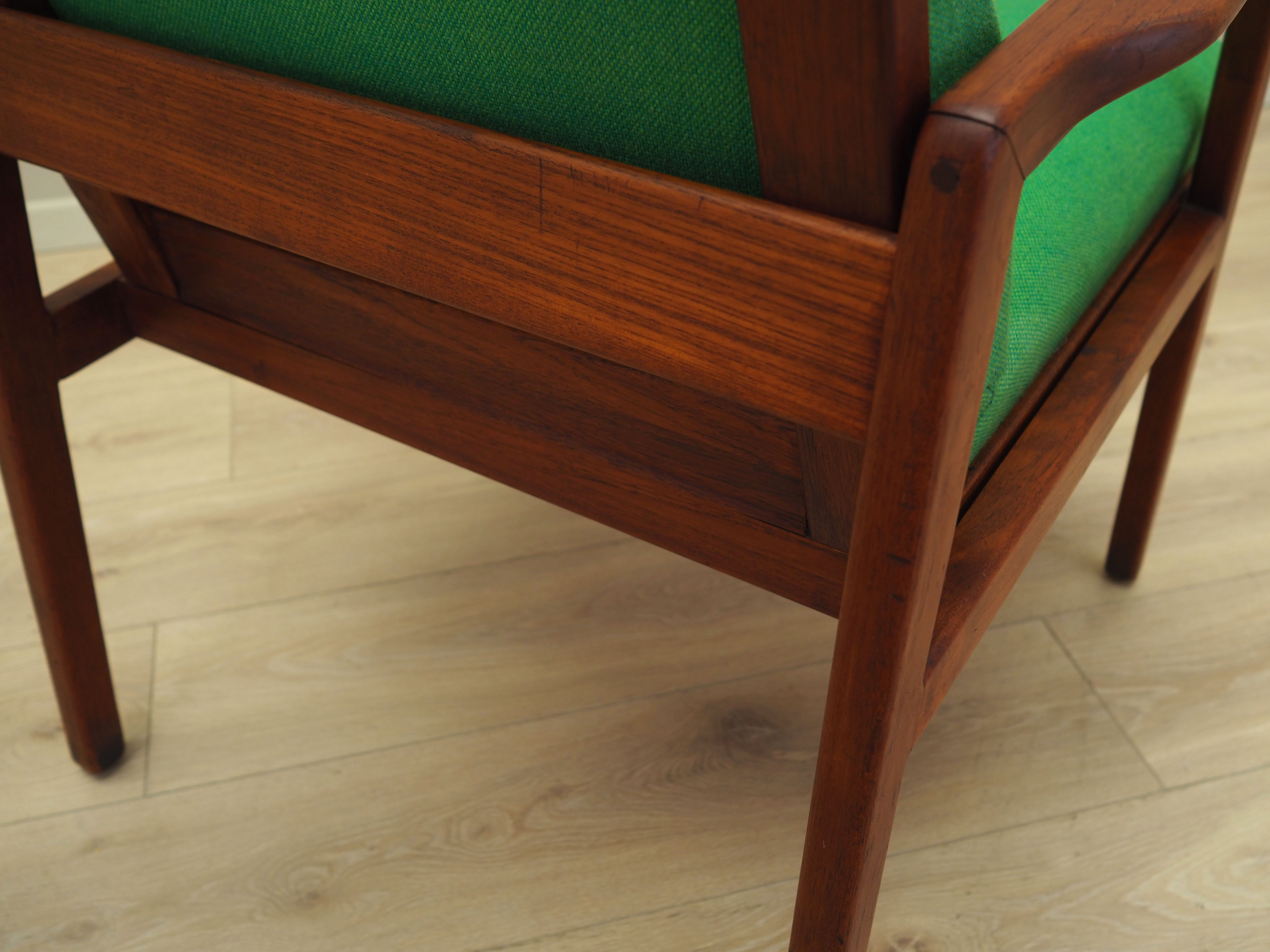 Teak green armchair, Danish design, 1970s, production: Denmark