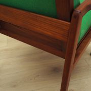 Fauteuil danois en teck et tissu vert, années 1970