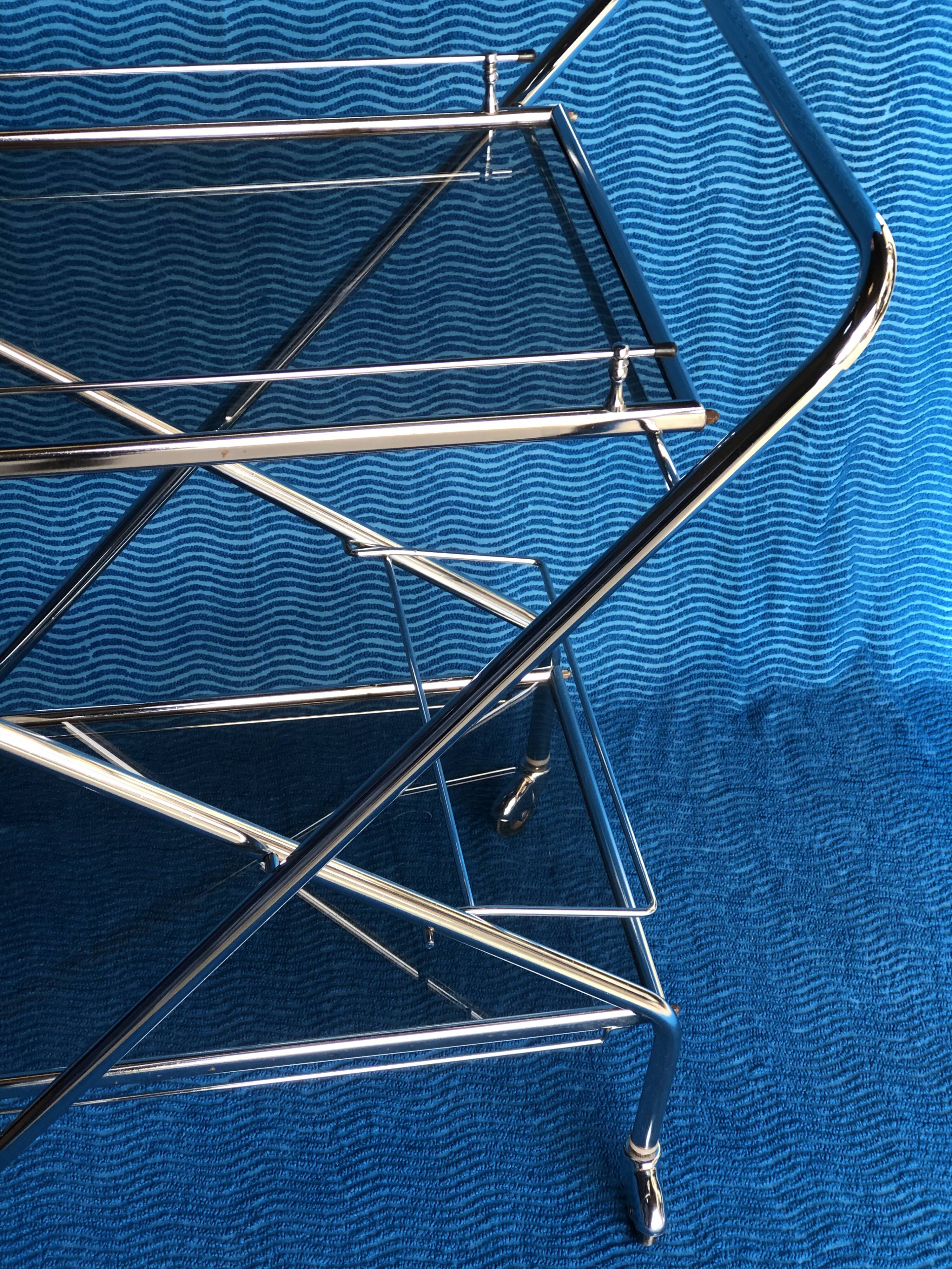 1970 folding server on wheels smoked glass