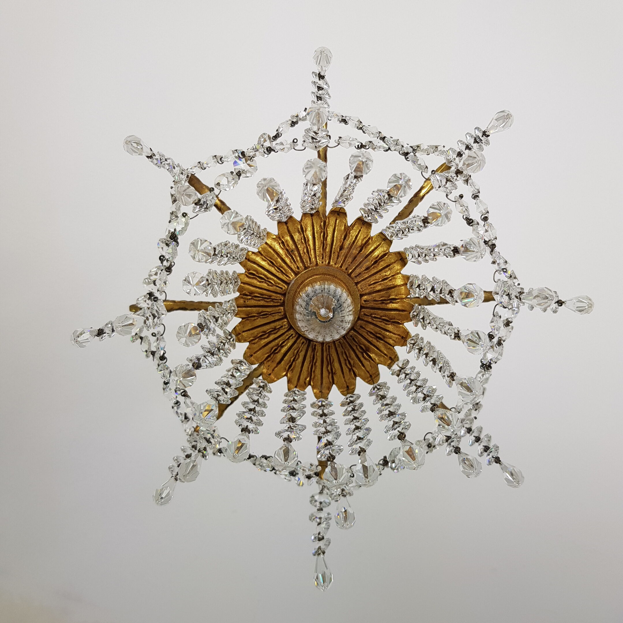Superb bronze chandelier and Crystal pendants