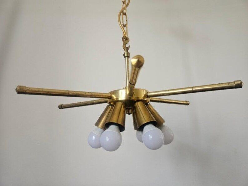 Rare Midcentury Brass Chandelier, 1970s