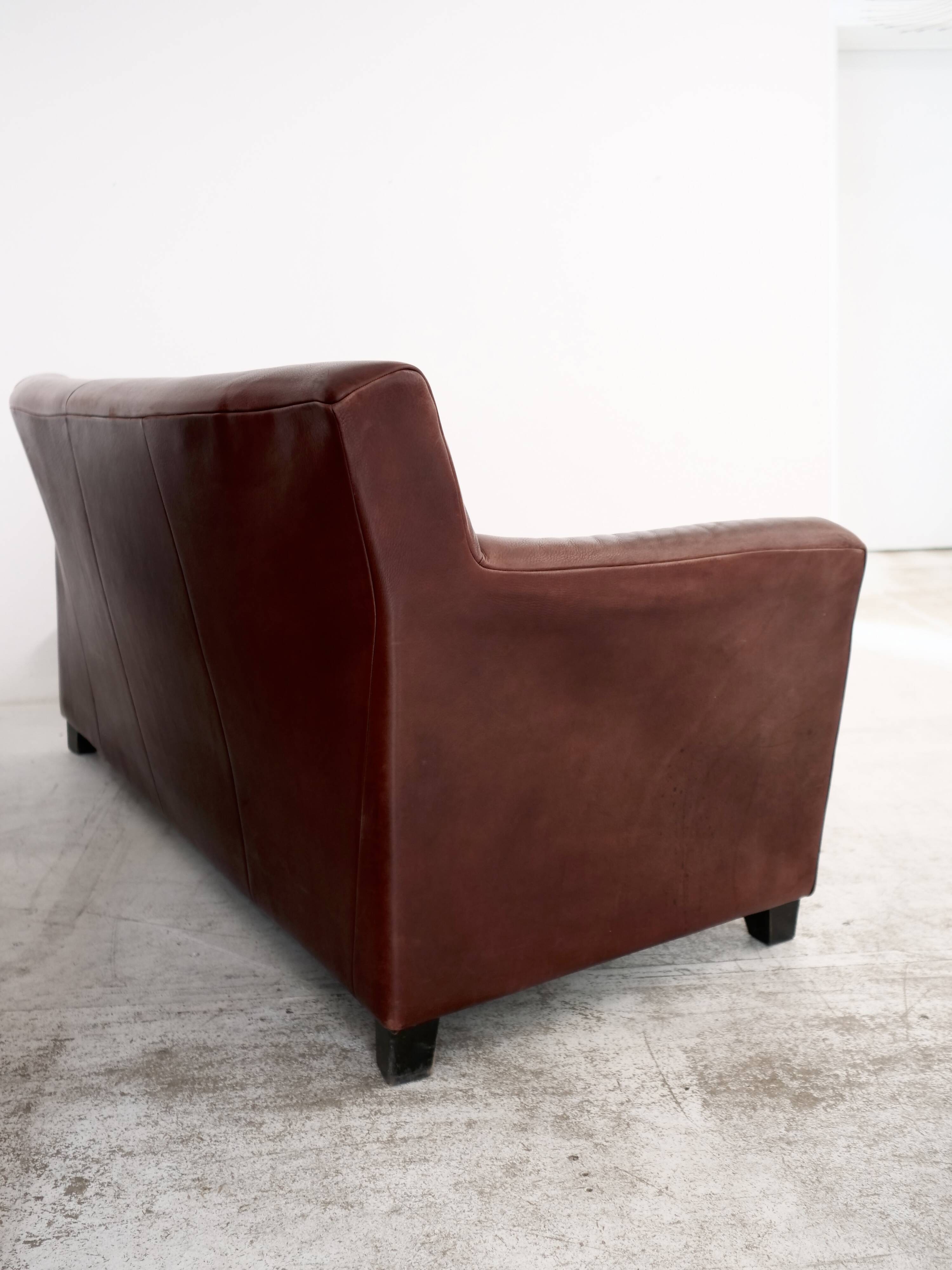 Oxblood leather sofa DeSede DS-72b