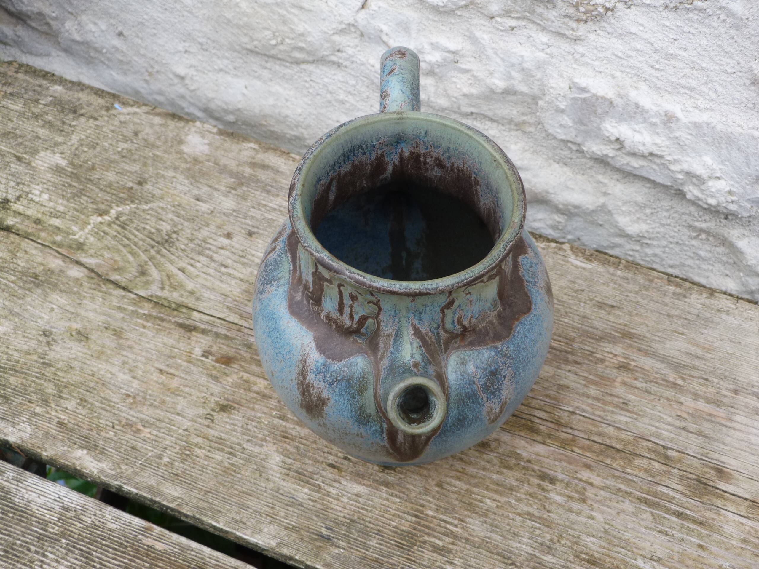 Art Nouveau stoneware pitcher signed Denbac