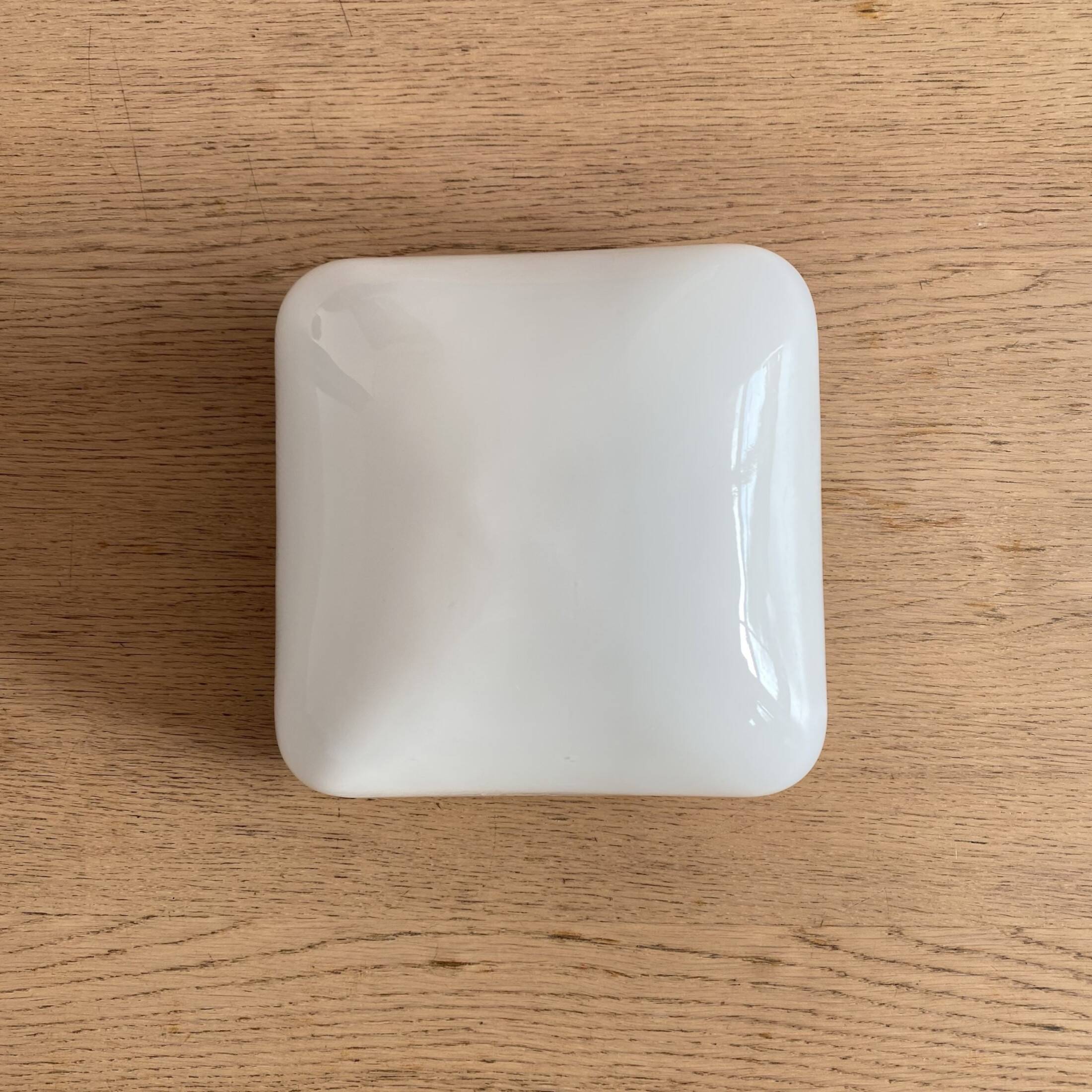 Square wall and ceiling light in white opaline glass, 1960-1970
