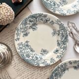2 assiettes à dessert terre de fer « Anémones » Gien
