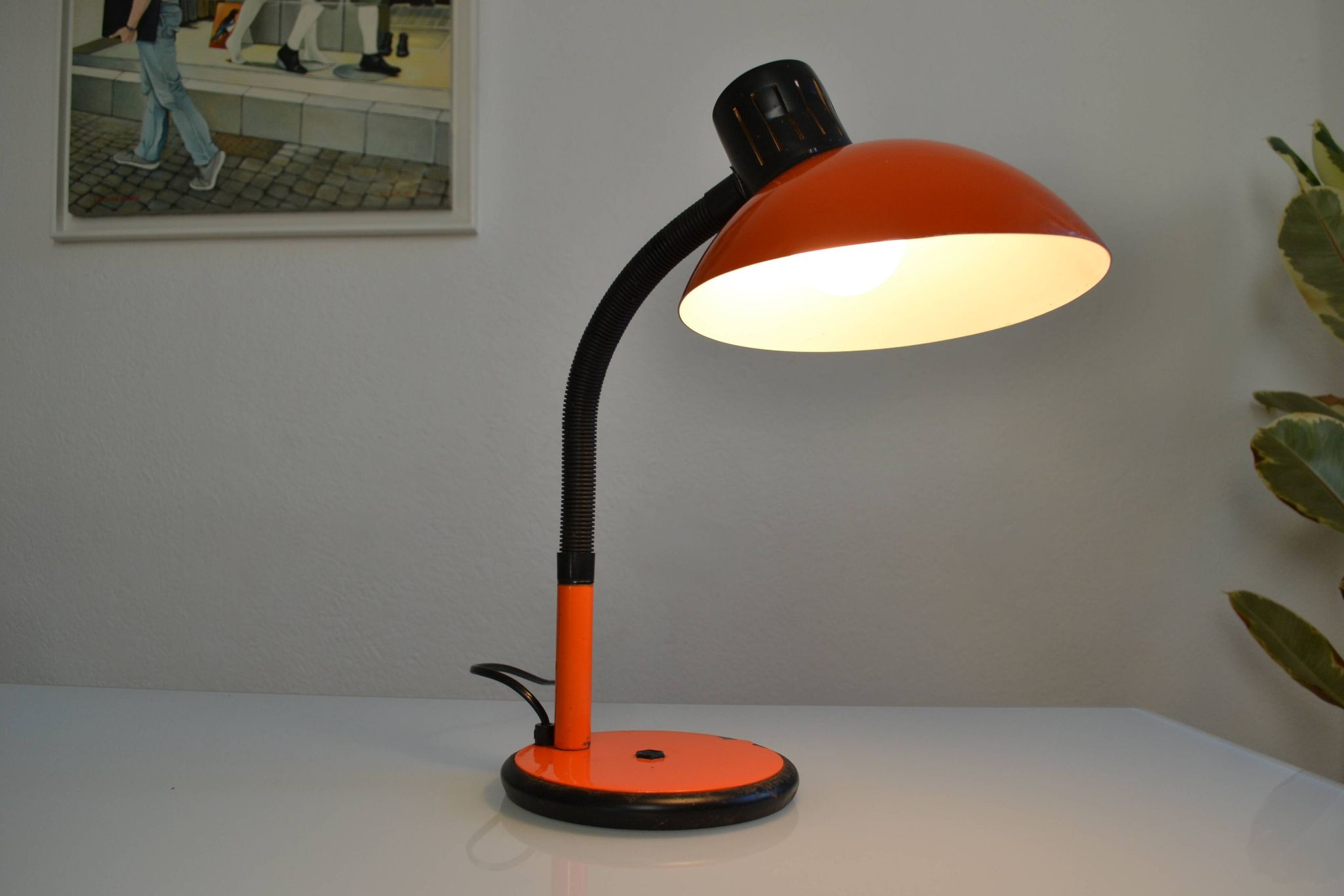 Vintage Aluminor France orange lamp from the 70s 1970