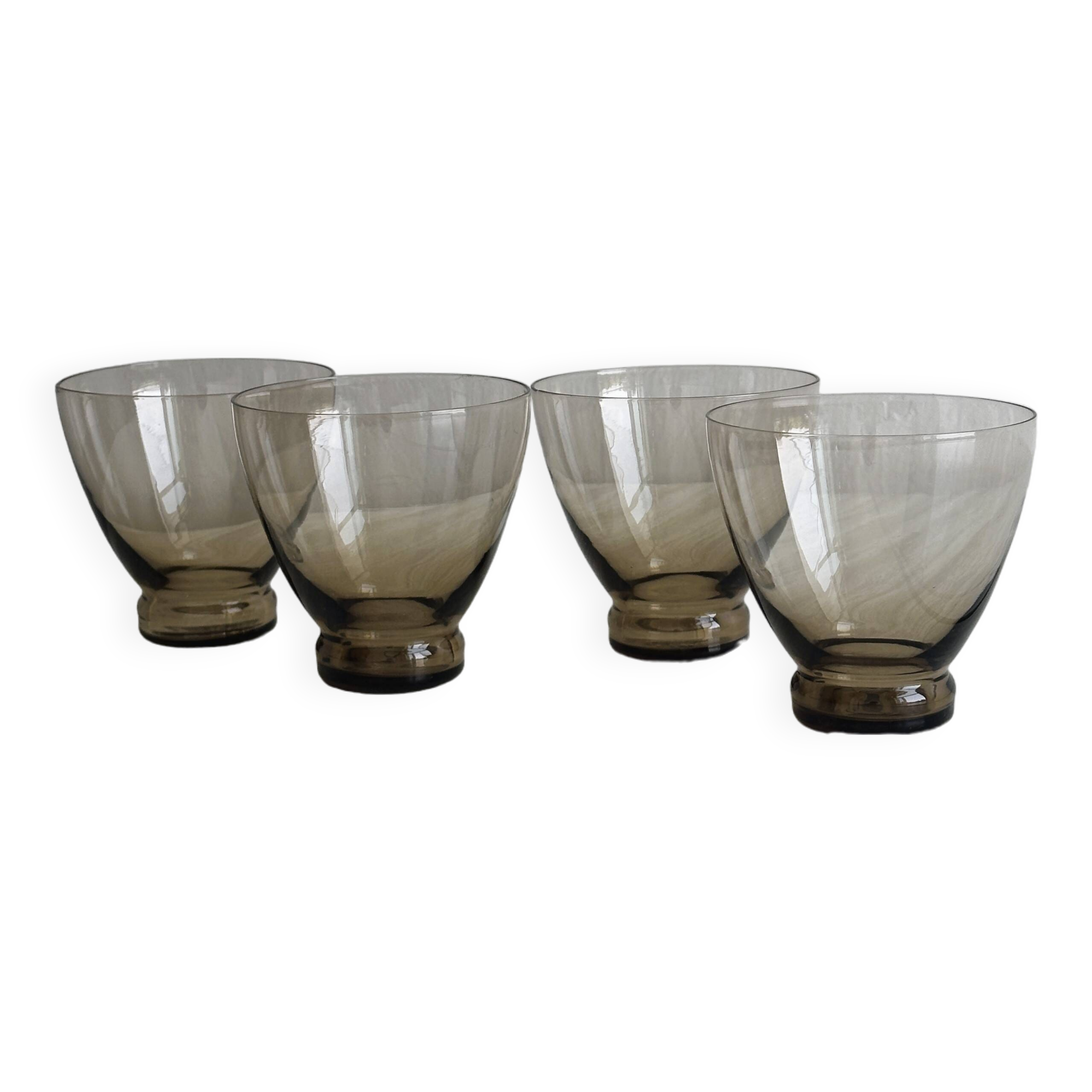 4 thin smoked glass water glasses
