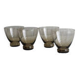 4 thin smoked glass water glasses