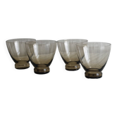 4 verres à eau en verre fin fumé