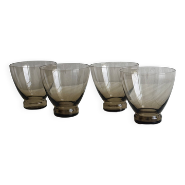 4 thin smoked glass water glasses
