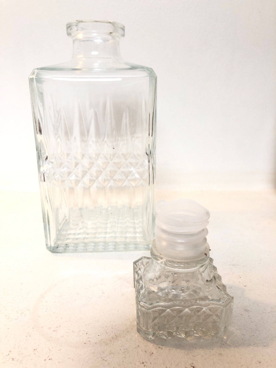 Moulded glass whisky decanter, 1970