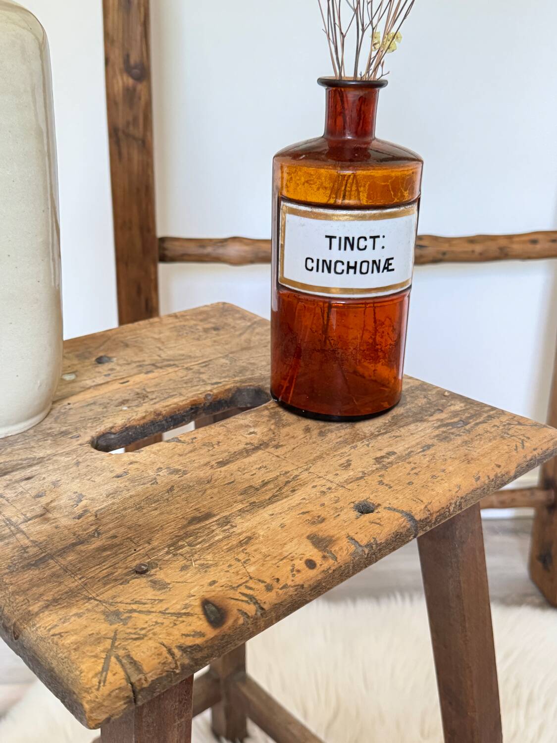 Old wooden painter's stool