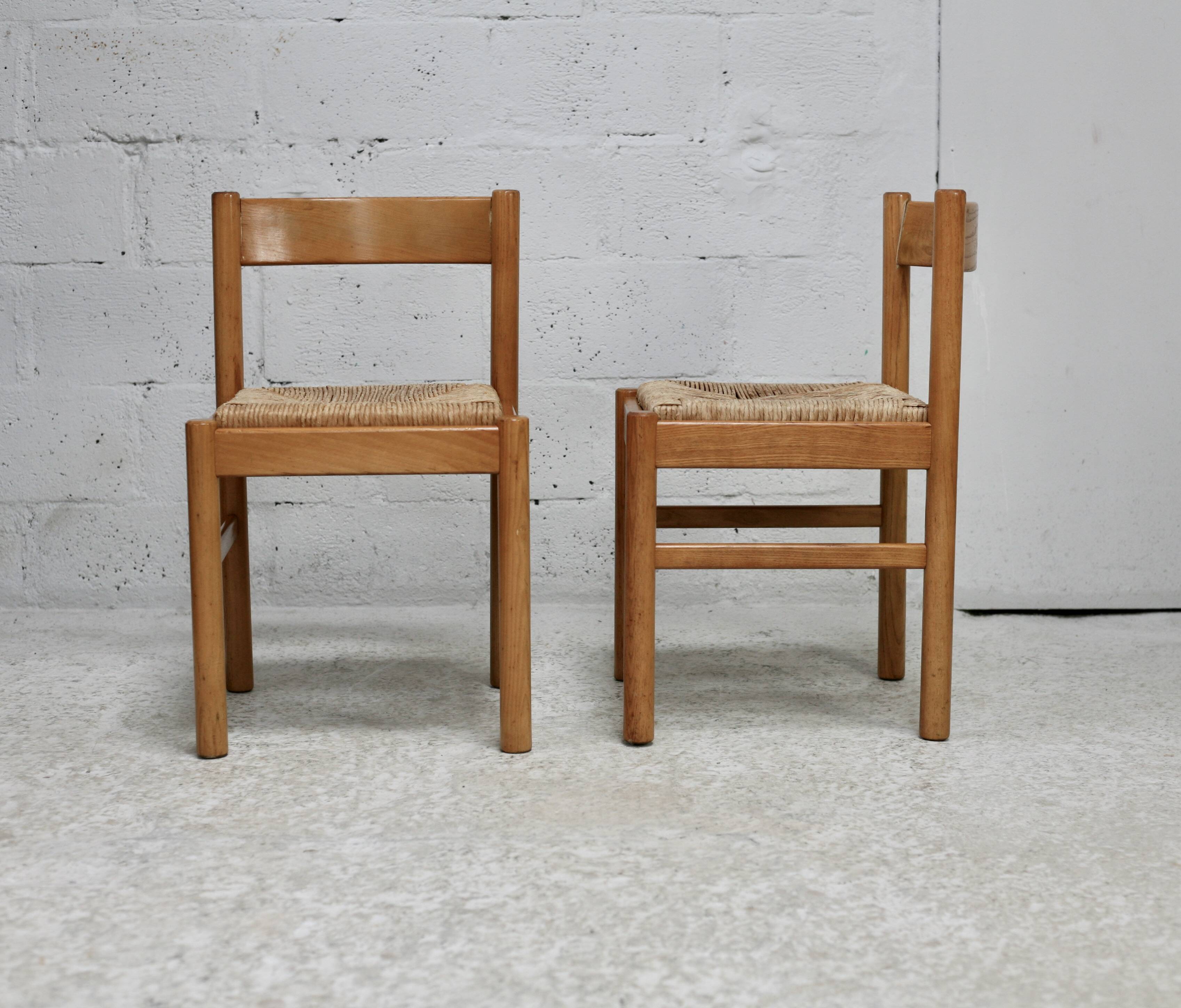 Pair of straw chairs. France, circa 1960