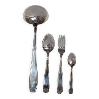 37-piece cutlery set in silver metal with Art Deco decor in box
